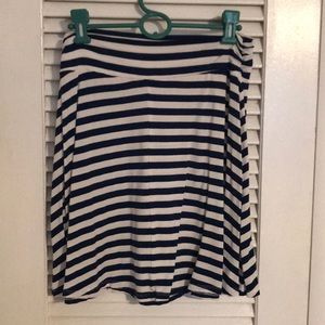 Navy and white striped skirt
